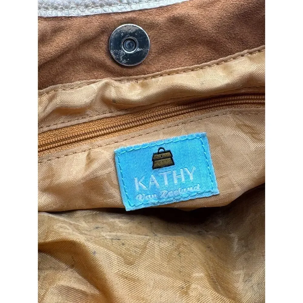 Kathy Van Zeeland Y2K Brown Faux Suede Hobo Bag Gold Crown Studded Purse